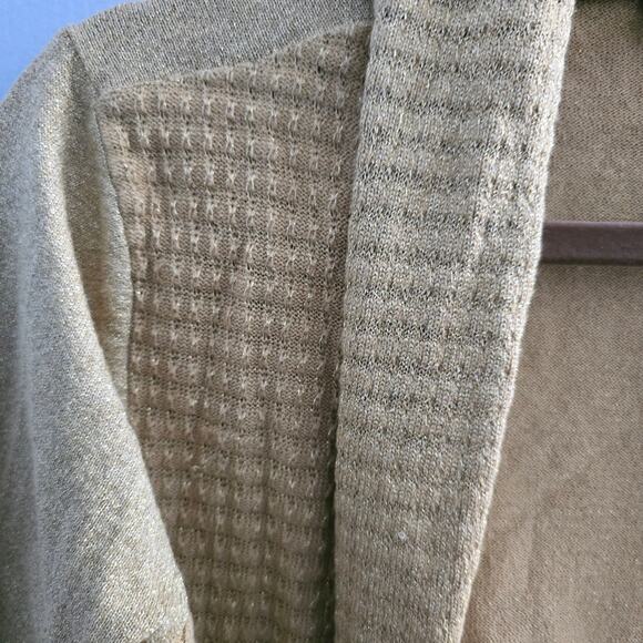 Evan-Picone Petite Gold Metallic Cardigan PM – Classic Minimalist Workwear - Picture 6 of 7